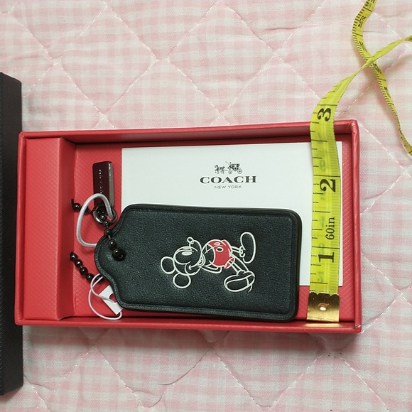 Disney x Coach Black Mickey Mouse Hang Tag Keychain / Bag Charm - Picture 3 of 4
